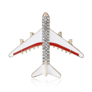 Creative airplane brooch with alloy rhinestones and enamel details for suits
