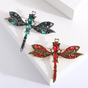 Vintage Alloy Dragonfly Brooch For Women Exquisite Rhinestone Inlaid Insect Pin Fashion Clothing Accessories Jewelry