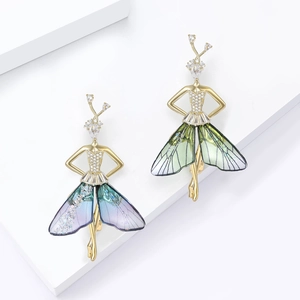 Elegante Zirkonia Tanzendes Mädchen Brosche Für Damen Französischer Stil Kupfer Broschennadeln Für Anzüge Mäntel Schmuck
