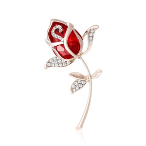 Eleganter Legierung Rose Blume Brosche Für Damen Luxuriös Strass Eingelegt Corsage Anzug Pin Zubehör Geschenk Für Party Hochzeit