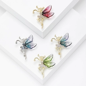 Élégante Broche de Fée des Fleurs en Strass pour Femmes Broche d'Elfe en Alliage de Danseuse de Ballet pour Manteau Costume Accessoires Bijoux de Mode
