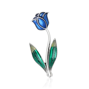 Élégante Broche Tulipe pour Femme Style Coréen Alliage Émail Fleur Épingle Vintage Douce Rose Fleur Corsage pour Robe Manteau Accessoire