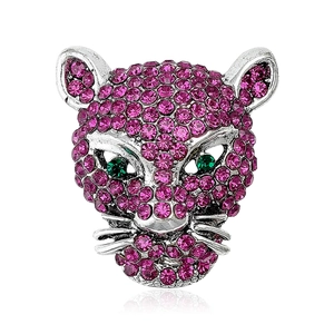 Vintage Alloy Leopard Head Brooch With Purple Green Rhinestone Animal Design Fashion Jewelry Accessories For Men Women