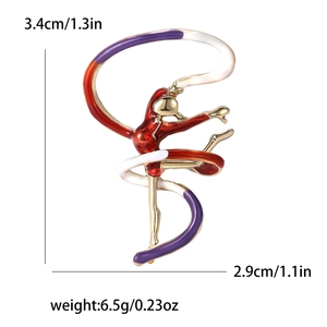 Creative enamel rhythmic gymnast brooch in gold finish for elegant lady suits