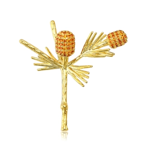 Vintage Copper Pine Tree Brooch For Women Micro Pave Zirconia Pine Cone Pin Anti-exposure Cardigan Accessory Fashion Jewelry