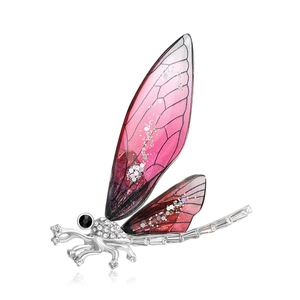 Spilla Libellula in Lega Vintage Con Ali Sfumate E Decorazione in Strass Elegante Spilla Insetto Gioielli per Donna Regalo