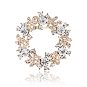 Broche couronne dorée élégante avec strass brillants pour costume et manteau de femme