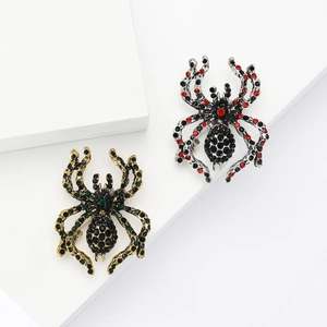 Vintage Alloy Rhinestone Spider Brooch Exquisite Insect Lapel Pin For Halloween Party Unisex Men Women Costume Accessories