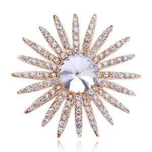 Elegante Spilla a Forma di Girasole in Lega con Strass per Donna Spilla Floreale Placcata Oro Argento Accessori per Abbigliamento Moda Banchetto Matrimonio
