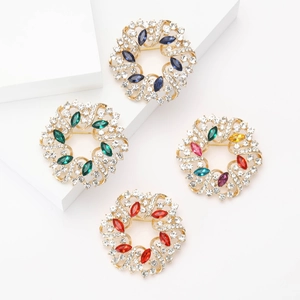 Vintage Legierung Kranz Brosche Für Damen Vergoldet Eleganter Strass Blumenkranz Reversnadel Für Mantel Anzug Kleid Schmuck Geschenk