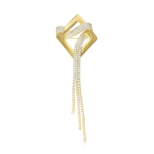 Geometric Square Tassel Brooch Pin For Women Copper Micro-set Zirconia Luxurious Korean Style Suit Lapel Pin Decorative Accessory