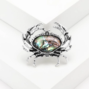 Vintage Legierung Krabbe Brosche Mit Schillernder Abalone-Schale Künstlerischer Meerestier Pin Schmuck Für Damen Bankett Kleid Zubehör