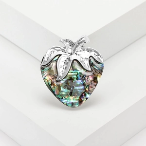 Vintage Abalone Shell Strawberry Brooch For Women Alloy Fruit Shape Pin Fashion Anti-Exposure Scarf Buckle Jewelry Accessory