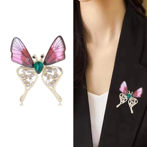 Exquisite butterfly brooch with gradient enamel and zircon stones for suits