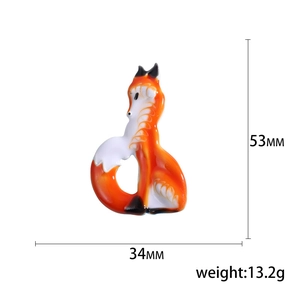 Cartoon cute orange fox brooch with dimensions 53mm by 34mm and weight of 13.2g