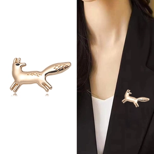 Minimalist golden fox brooch for women featuring a polished alloy running fox design
