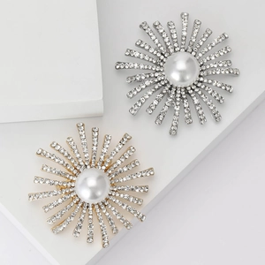 Élégante Broche Fleur de Soleil Alliage Imitation Künstliche Perle Strass Épingle Haut de Gamme Femme Accessoire de Vêtement Fête Banquet