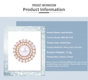 Detailed size specifications and weight for the pearl sunflower brooch accessory