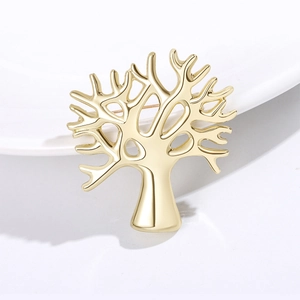 Élégante Broche Arbre de Vie en Alliage de Strass pour Femme Mode Or Argent Plaqué Forme de Plante Accessoire de Vêtement Bijoux Cadeau