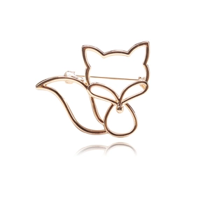 Broche Renard Creux Minimaliste pour Femmes Alliage Strass Broche Animale pour Costume Manteau Robe Bijoux Accessoire Cadeau