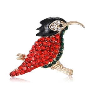Mode Legierung Kolibri Brosche Mit Bunten Strass Und Emaille Eingelegt Gold Zweig Vogel Form Kleidung Anstecknadel Für Damen