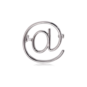 Creative Alloy @ Symbol Brooch With Rhinestone Minimalism Metallic Lapel Pin For Women Fashion Suit Clothes Accessories