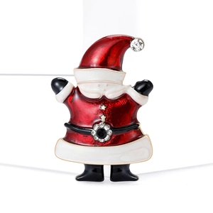 Broche Père Noël créative en émail avec finition rouge et détails en strass brillants