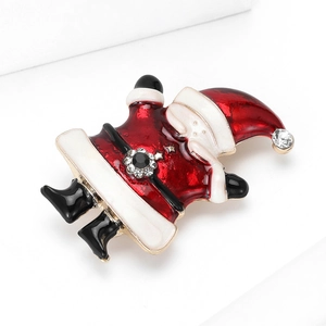 Broche Père Noël en Alliage Émail Avec Strass Accessoires de Vêtement de Noël Bijoux Cadeau pour Femme Homme