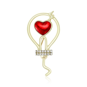 Spilla Creativa a Forma di Lampadina a Cuore per Uomo Donna in Lega con Strass Smaltata Spilla per Abito Regalo di San Valentino