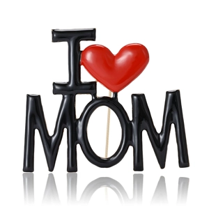 I Love Mom Fashion Alloy Enamel Letter Heart Brooch Pins For Women Mother's Day Gift Suit Coat Jewelry Accessories