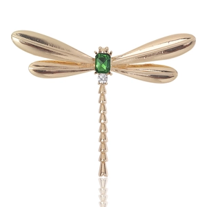 Vintage Alloy Dragonfly Brooch With Emerald Cut Crystal Rhinestone Pin Elegant Animal Jewelry Gift For Women Party