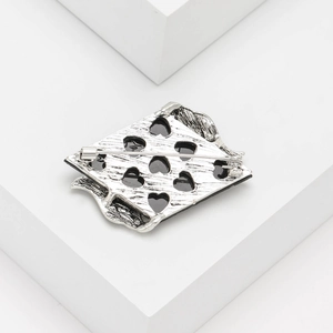 Vintage quadrilateral abalone shell brooch with hollow heart pattern and silver back pin