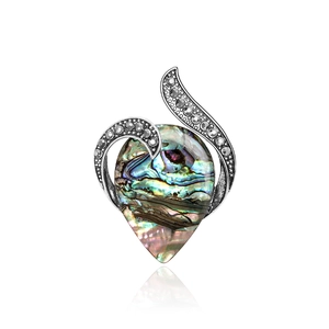 Vintage Alloy Abalone Shell Teardrop Brooch For Women Multicolored Rhinestone Inlaid Fashion Jewelry Badge Gift