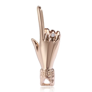 Hip Hop Trendy Alloy Rhinestone Hand Gesture Brooch Creative Finger Gesture Pin Gold Silver Color Decorative Jewelry For Men Women