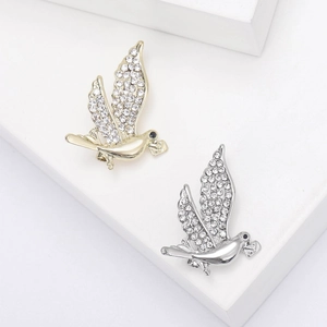 Broche Pigeon Voyageur en Alliage de Strass pour Femmes Accessoires de Costume Élégants Épingle Oiseau Bijoux Cadeau