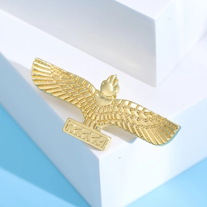 Golden eagle totem brooch with five stars on wings, elegant accessory for suit lapels
