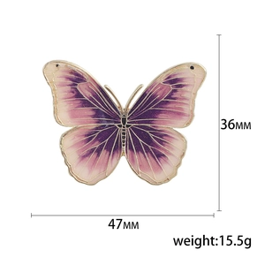 Elegant purple enamel butterfly brooch with gradient wings and sparkle finish 47mm