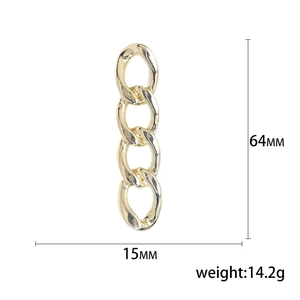 Creative gold chain brooch for women featuring four interlocking oval links and size specs