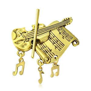 Vintage Alloy Violin Musical Note Brooch Pin Antique Gold Silver Music Instrument Decorative Pin For Music Lover Jewelry