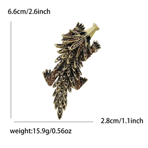 Vintage rhinestone hedgehog brooch with brown crystals and measurement details