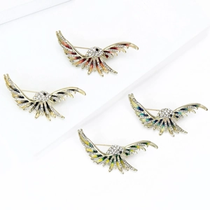 Broches oiseaux élégantes avec ailes en émail coloré et strass en cristal en quatre couleurs