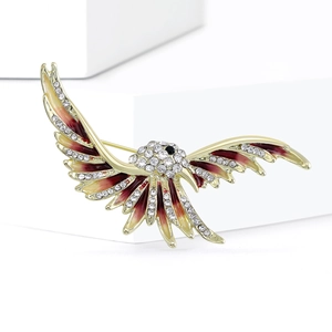 Détails de la broche aigle avec strass étincelants et ailes émaillées dégradées