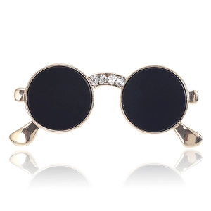Fashion Sunglasses Brooch Pin Alloy Rhinestone Inlaid Vintage Round Frame Brooches For Unisex Clothing Lapel Pin Jewelry