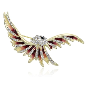 Broche Oiseau en Alliage Créative pour Femmes Ton Or Strass Émail Goutte d'Huile Forme d'Aigle Accessoires de Mode