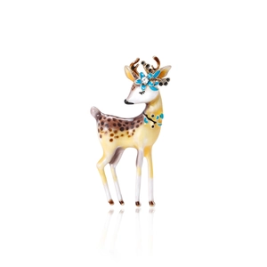 Mignonne Broche Cerf Sika en Alliage Goutte d'Huile Avec Accents de Strass Forme Animale Épingle de Costume Bijoux Cadeau