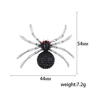 Broche araignée pour homme avec strass noirs et yeux en cristal rouge pour costume