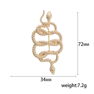 Vintage gold snake brooch 72x34mm with detailed scale texture and 7.2g weight