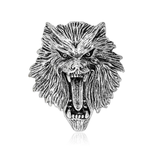 Vintage Punk Wolf Head Brooch Alloy Metal Animal Lapel Pin For Men Suit Banquet Party Jewelry Gold Silver Accessories