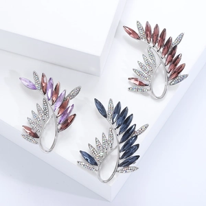 Elegant Alloy Rhinestone Olive Branch Brooch For Women Fashion Plant Leaf Shape Clothing Accessory Decor Jewelry Gift