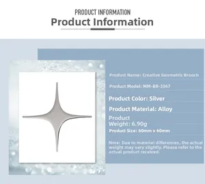 Detailed specs of the silver four-pointed star geometric brooch in 60mm alloy